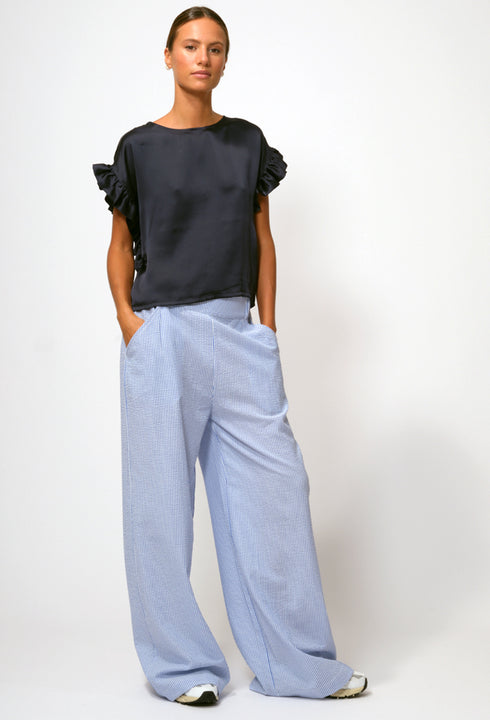 Dutchess mimosa top navy silk